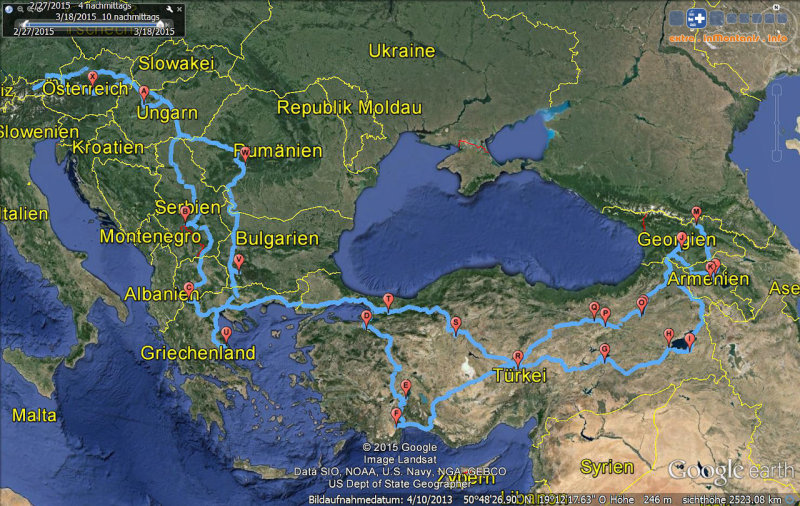 A bejárt útvonal térképen - Fotó: ski.inmontanis.info - Kattints a képre a nagyításhoz