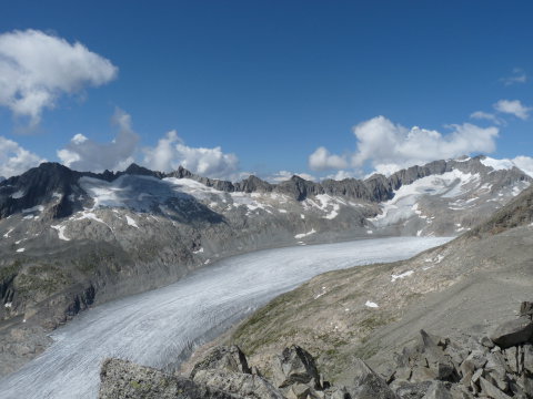 a Rhône gleccser a Kleine Furkahornról (augusztus végén készült a kép)
