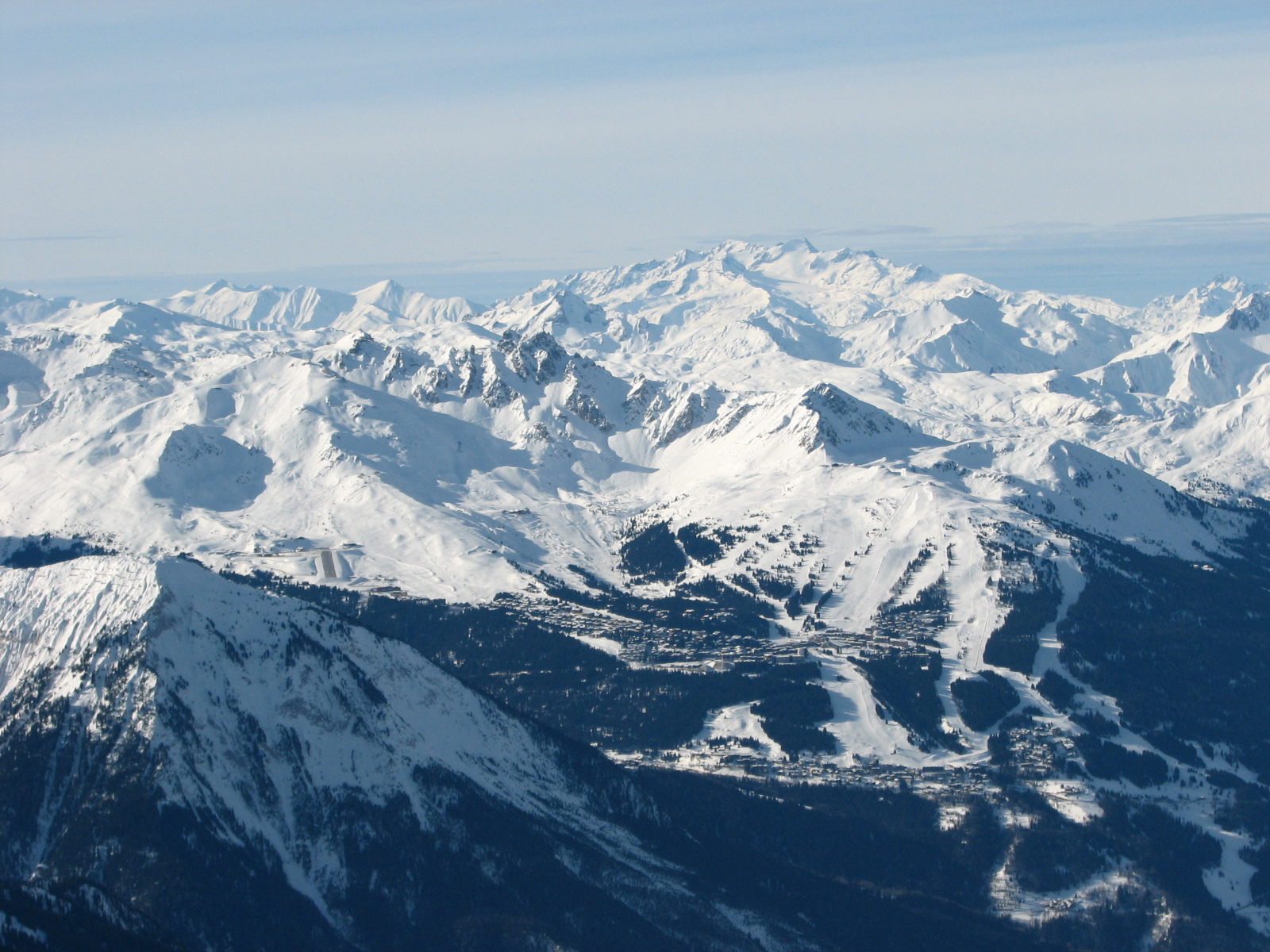 Gleccser panoráma:3 völgy-Courchevel a háttérben