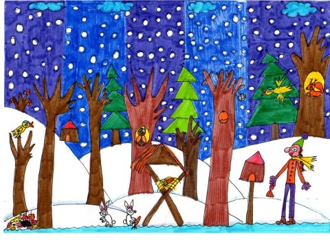 Molnár Pálma Kira, 8 éves - Gondoskodás az állatokról télen (Debreceni Benedek Elek Általános Iskola, 2. b)