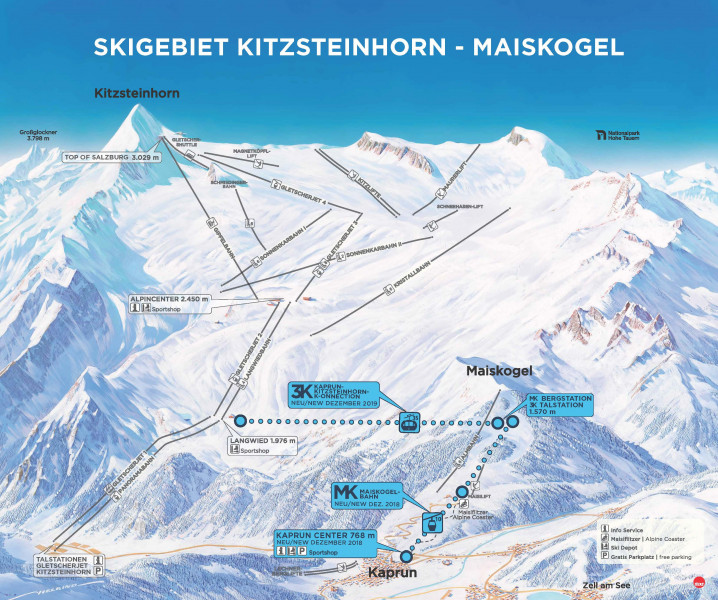 Összeköttetés a két síterep közt - Gletscherbahnen Kaprun AG