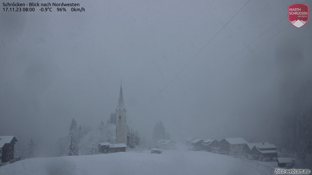 Téli mesetáj az arlbergi Schröcken völgyében (1200 m) - Fotó: foto-webcam.eu
