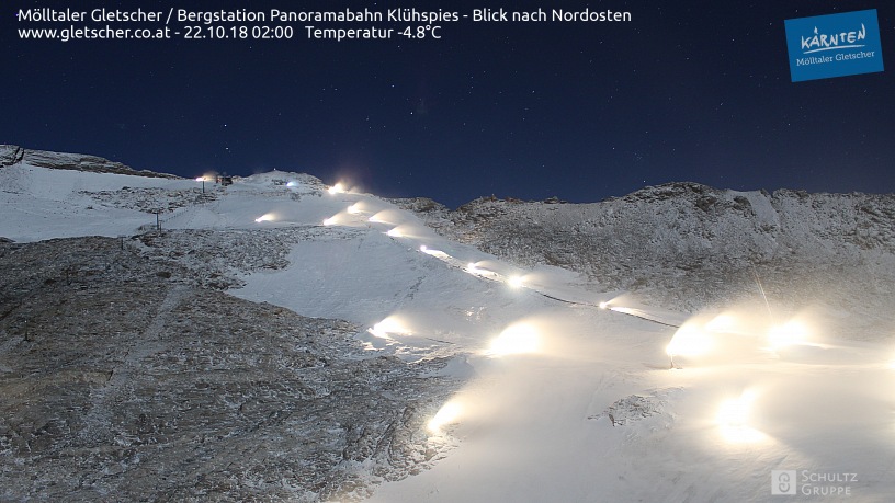 Látványos esti hóágyúzás Mölltalon - fotó: schultz webcam