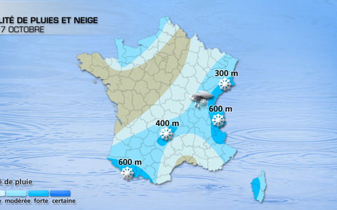 A szombati havas menü a francia hegyekben, havazás már 300 méter felett