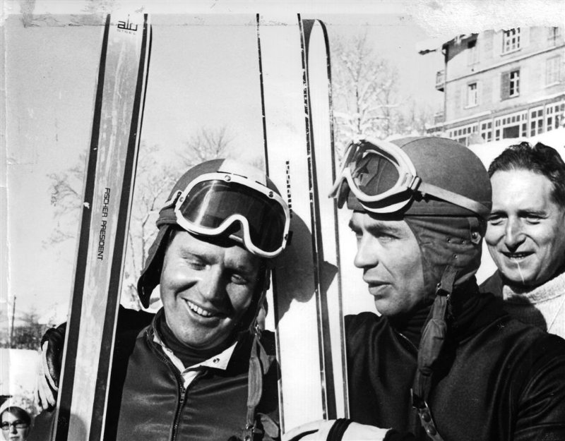 1968, Január, Wengen, CH: Gerhard Nenenning (A), és Karl Schranz (A), óriás műlesiklás I-II.hely