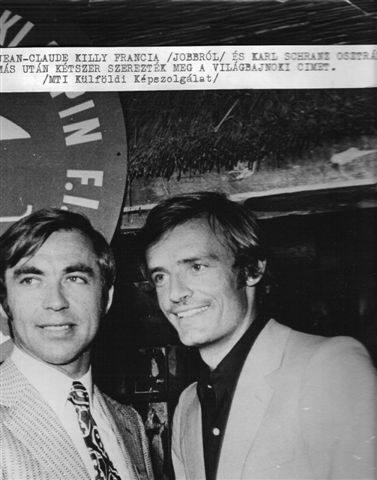 1970 március, Evian ,FR: Karl Schranz (A) és Jean-Claude Killy (FR), mindketten kétszeres világbajnokok lettek