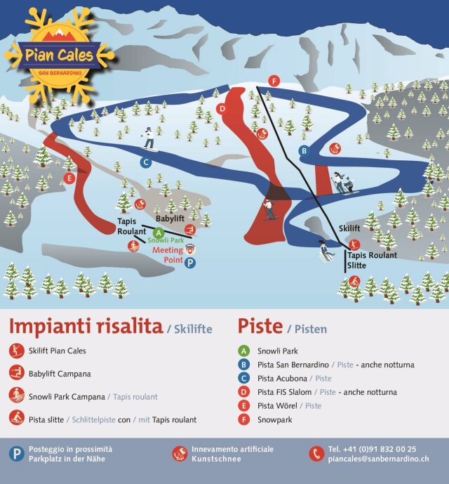 Pian Cales San Bernardino síterep a svájci olasz határon