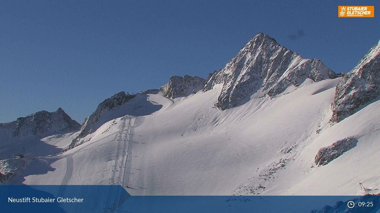 Stubai-gleccser: vasárnapi webkamera képe