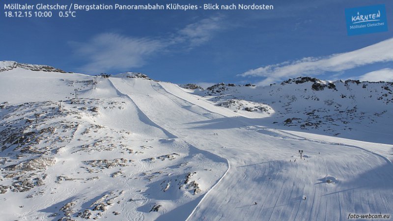 A gleccsereken csodásak a hóviszonyok, a képen Mölltal - fotó: foto-webcam - Kattints a képre a nagyításhoz