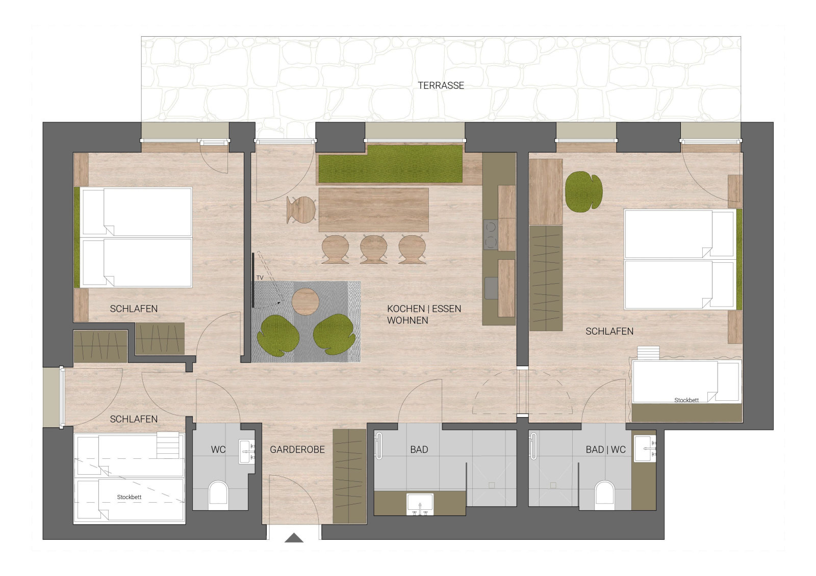 8 fős földszinti apartman - 71 m²
