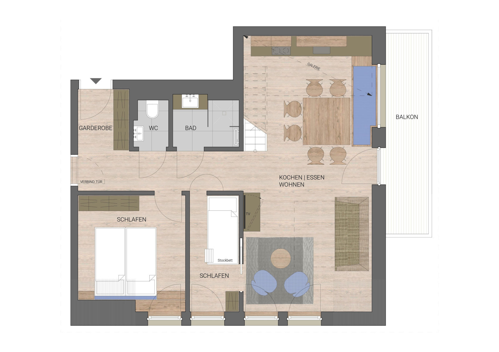 12-16 fős összenyitható apartman - 128 m²
