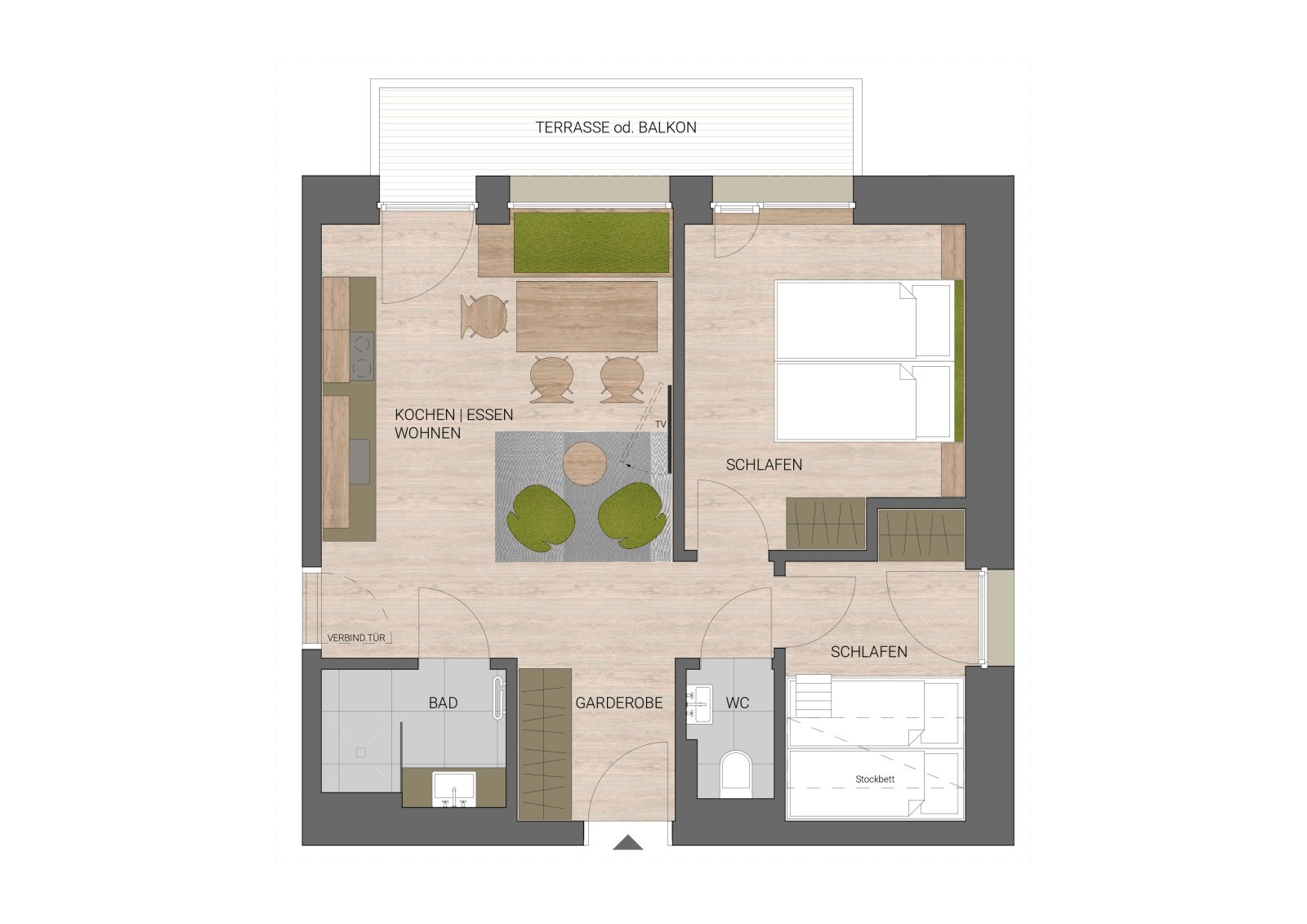 6-7 fős összenyitható apartman - 75 m²