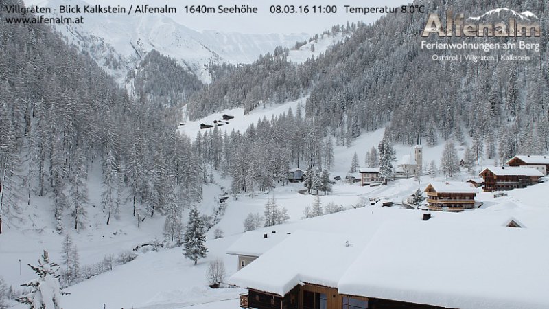 Kelet-Tirolban 40 cm esett helyenként 24 óra leforgása alatt - kép: foto-webcam - Kattints a képre a nagyításhoz