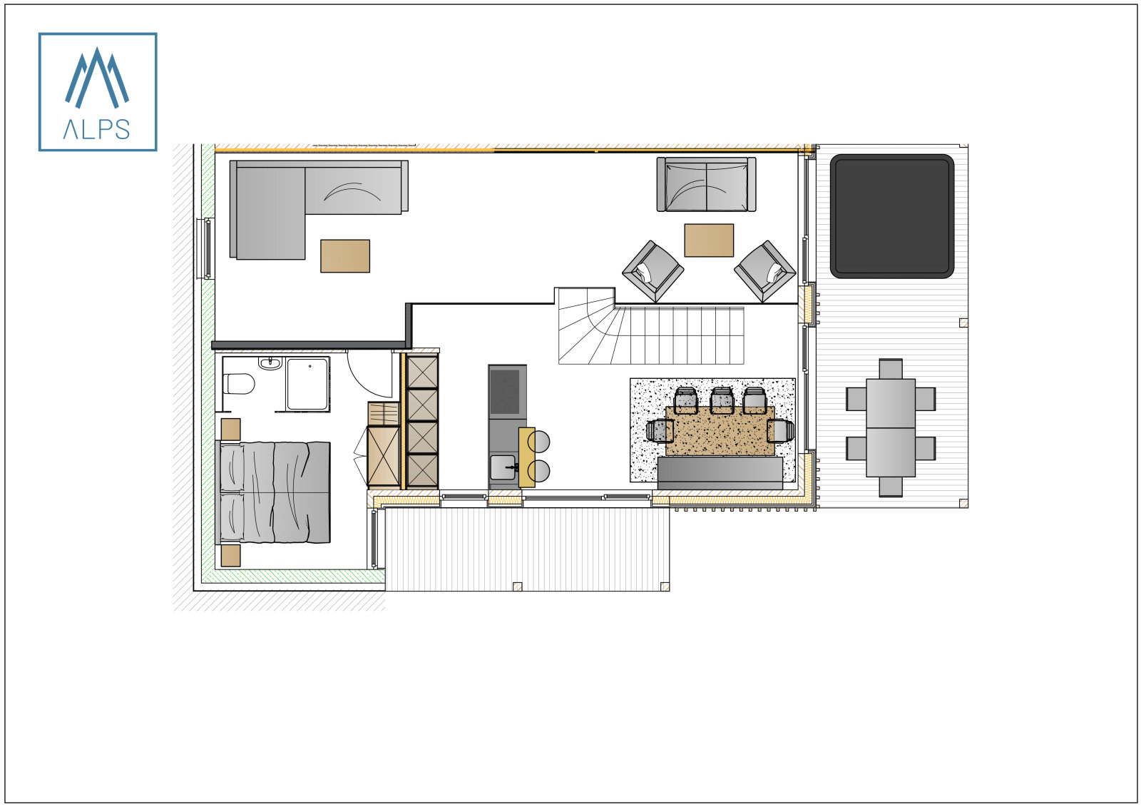 Planai superior apartman - 120 m2 / 6 fős - emeleti alaprajz 