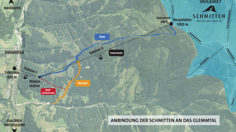 A kabinos tervezett nyomvonala - Fotó: Bergbahnen Schmitten - Kattints a képre a nagyításhoz
