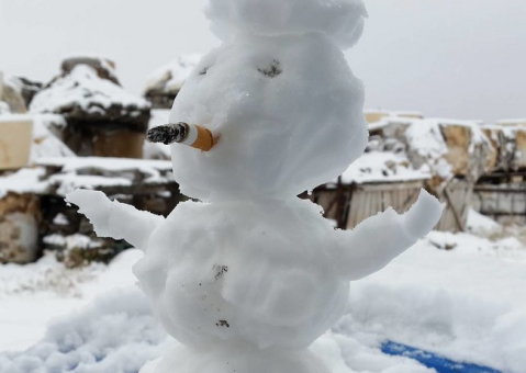 Egy "egészséges életmódra nevelt" hóember