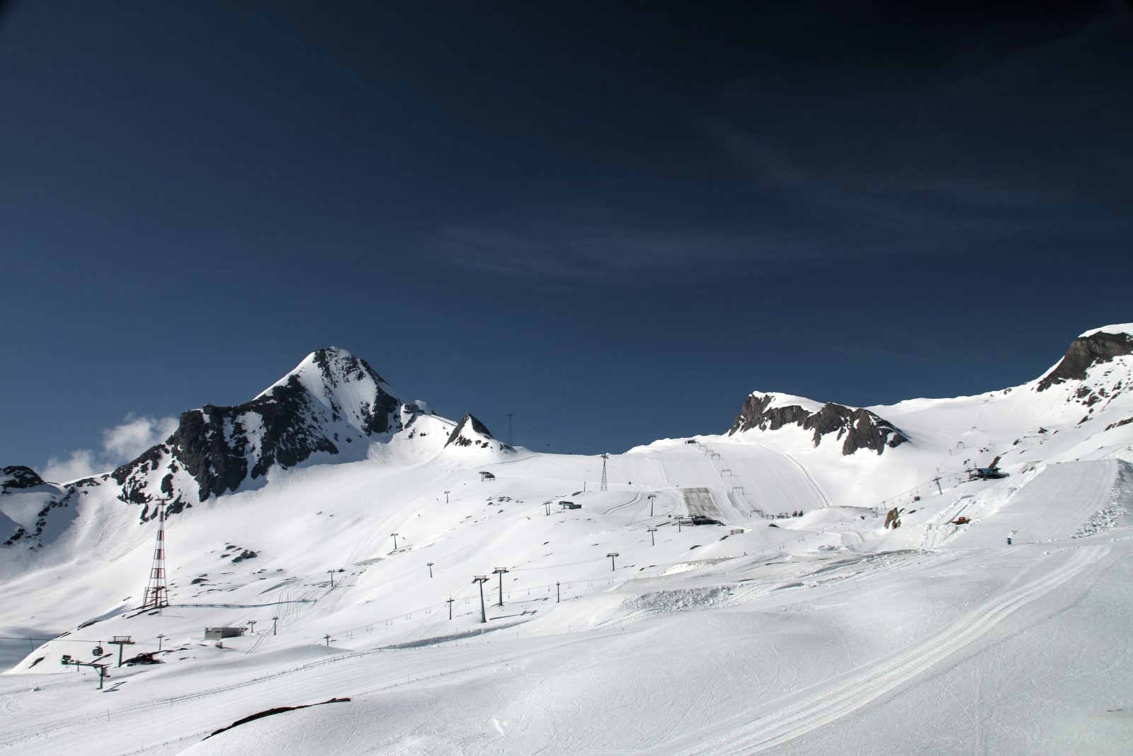Kilátás a gleccserre a Kristallbahn hatülésestől