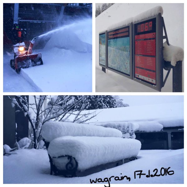 Wagrain vasárnap reggel és havazik tovább  - fotó: facebook - Kattints a képre a nagyításhoz