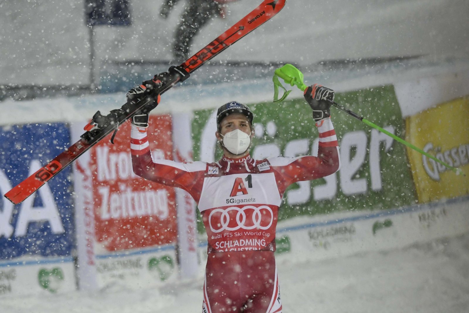 Az osztrák  Marco Schwarz lett a futam nyertese. Fotó: Szántó György