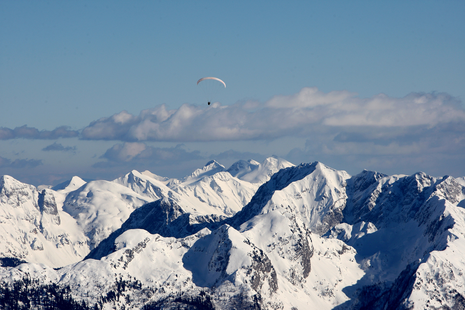 Siklóernyős az Alpok vonulatai felett | Fotó: Ales Fevzer