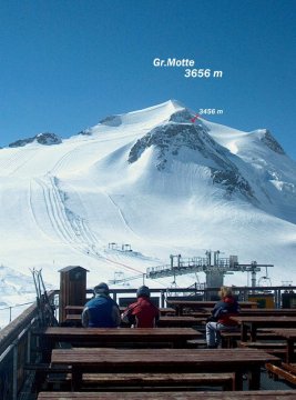 Panoráma végén a Grande Motte 3656 m csúcsa