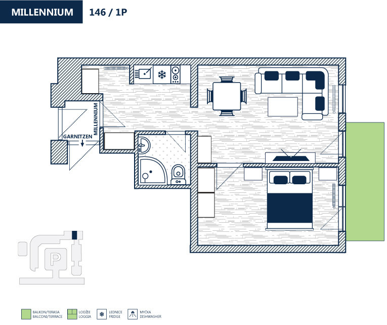 Millennium egy hálószobás apartman