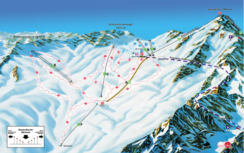 A Zugpitze gleccser sítérképe