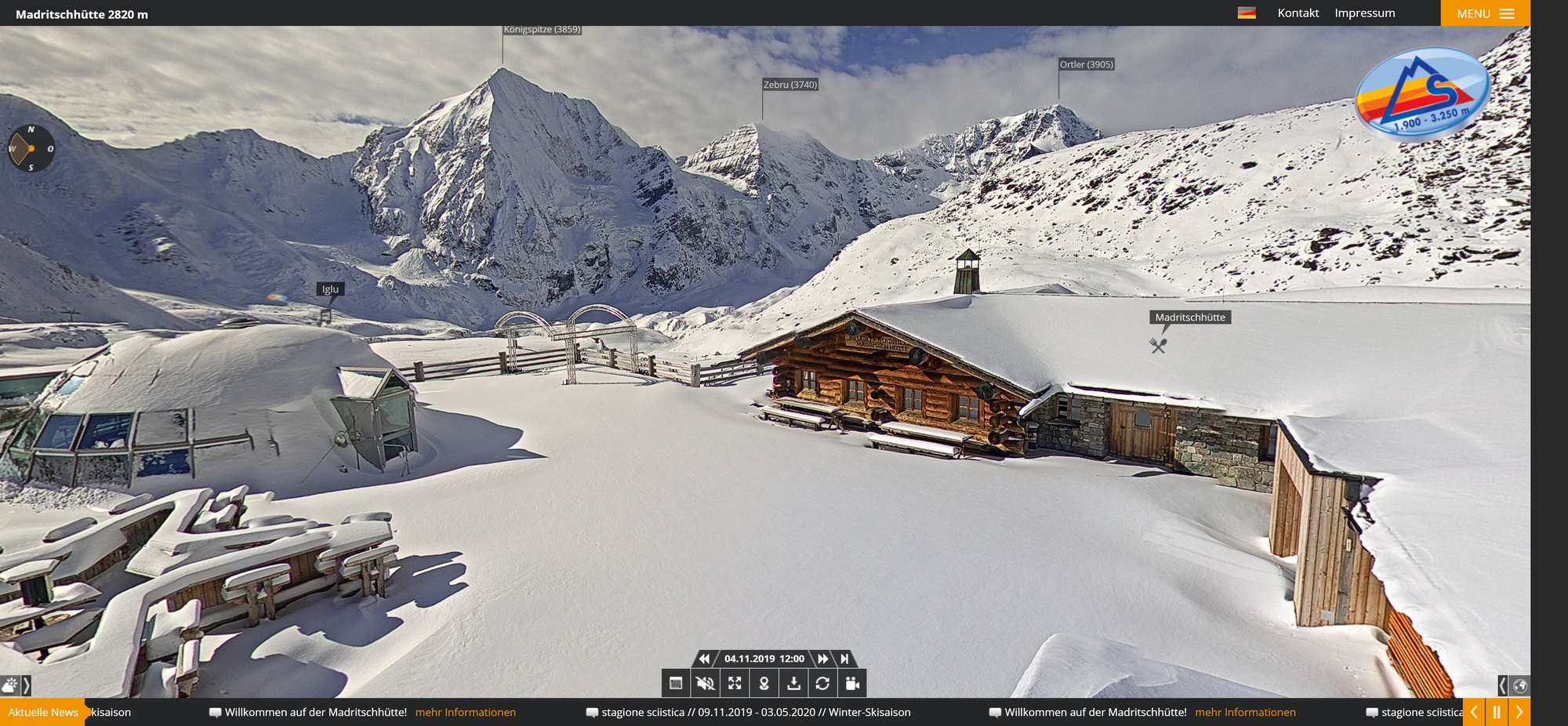 Webkamera: Sulden am Ortler (Solda) 2820 m, Olaszország