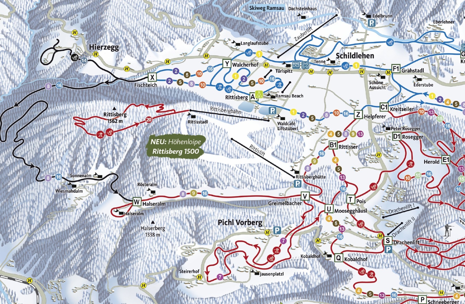 Az új sítérképen már jelölve van a Rittisberg 1500 sífutópálya