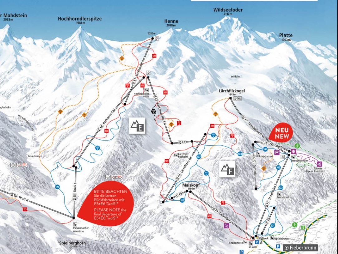 A Streuboden kabinos nyomvonala Fieberbrunnban, mindkét szekciót kicserélték (Streuböden I és II) - Fotó: Saalbach - Hinterglemm