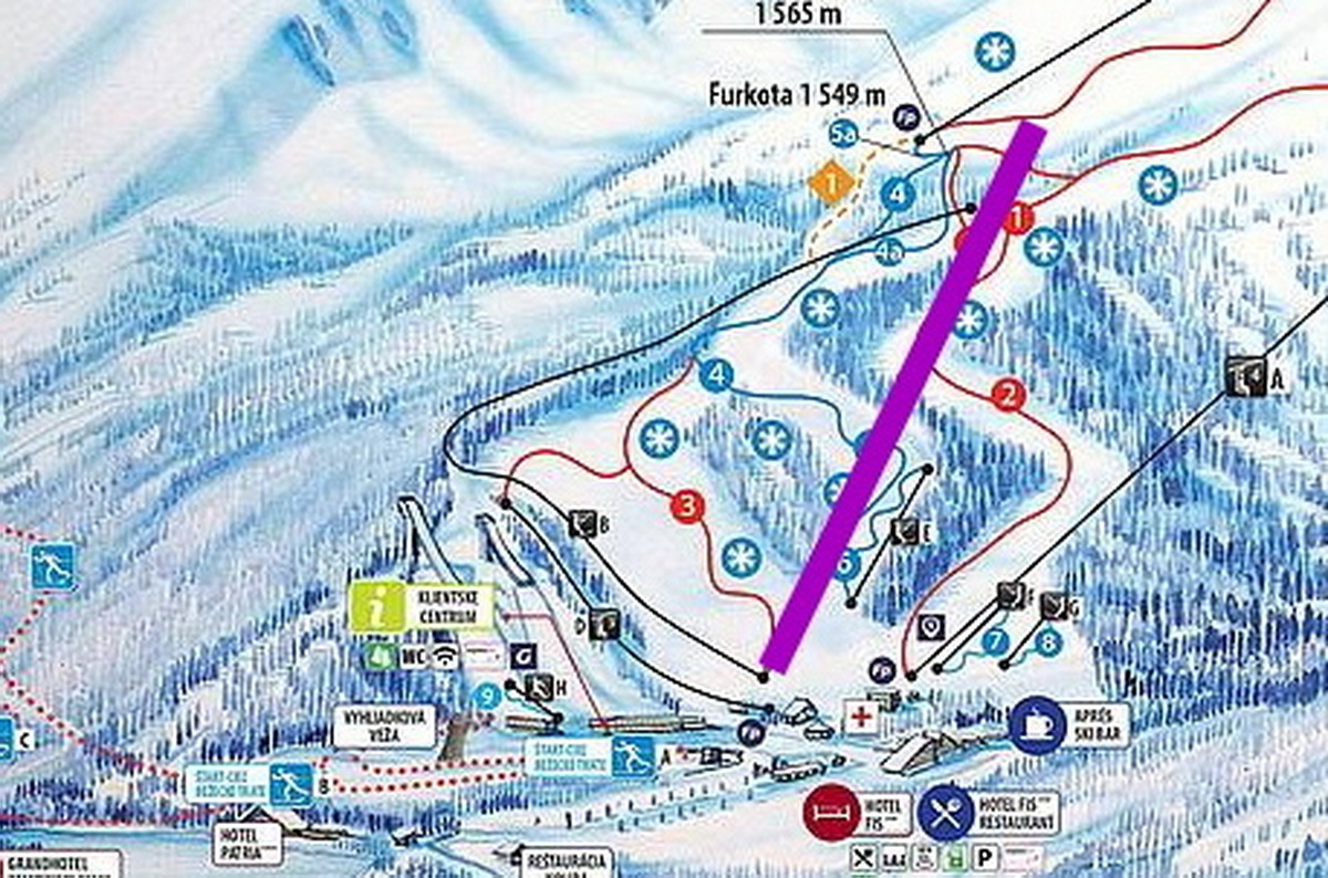 Az új lift lehetséges nyomvonala a térképen