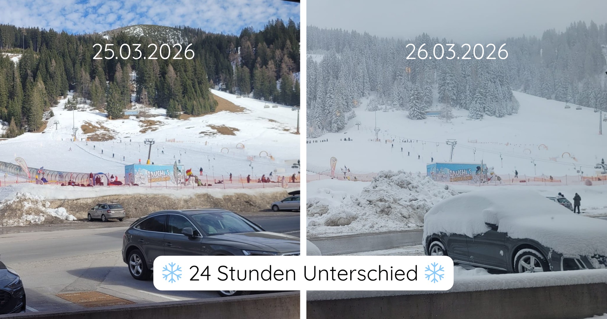 Zauchensee tegnap és ma / Kép: Hotel Alpenrose Zauchensee / Facebook