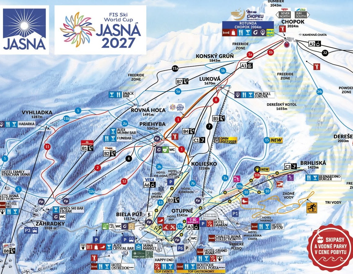 Változások a síterep 2026/2027-es sítérképén / Északi oldal