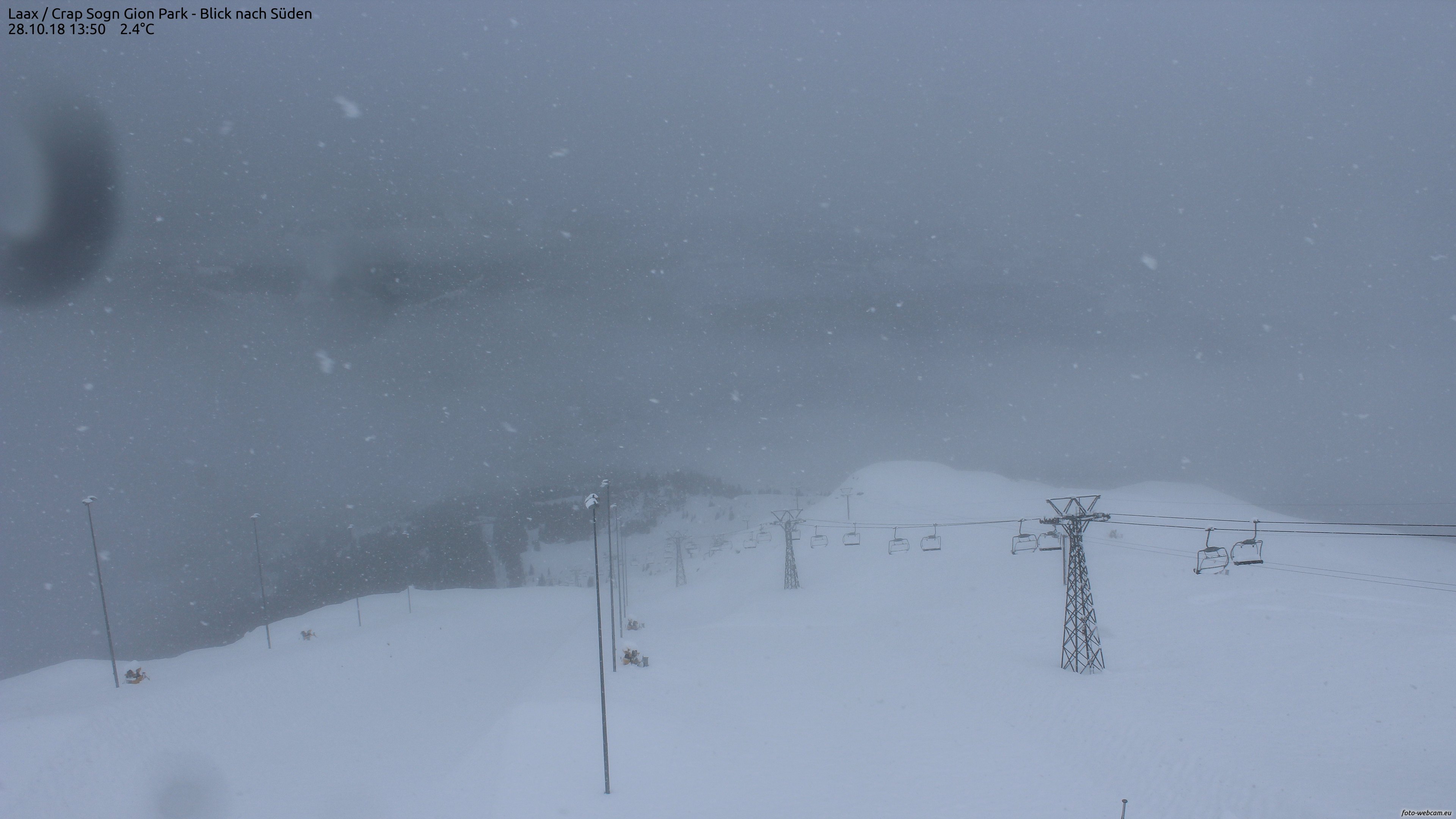 Webkamera: Laax (Svájc) havazás ma délután