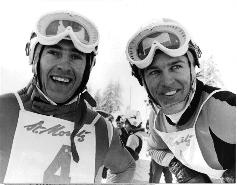 1971 Április 12, Svájc, Saint-Moritz, A lesiklás két favoritja, balra a Francia H. Duvillard, jobbra a Svájci B.Russi