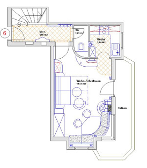 4-6 fős apartmanok (alsó szint)