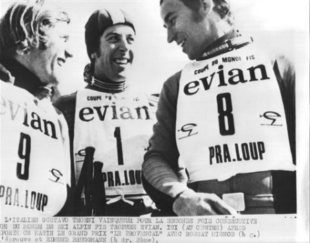 1972 március, Evian, FR: Roger Rossat Mignod (FR), Gustavo Thoeni (I) és Edmund Bruggmann (CH), III., I., II. hely