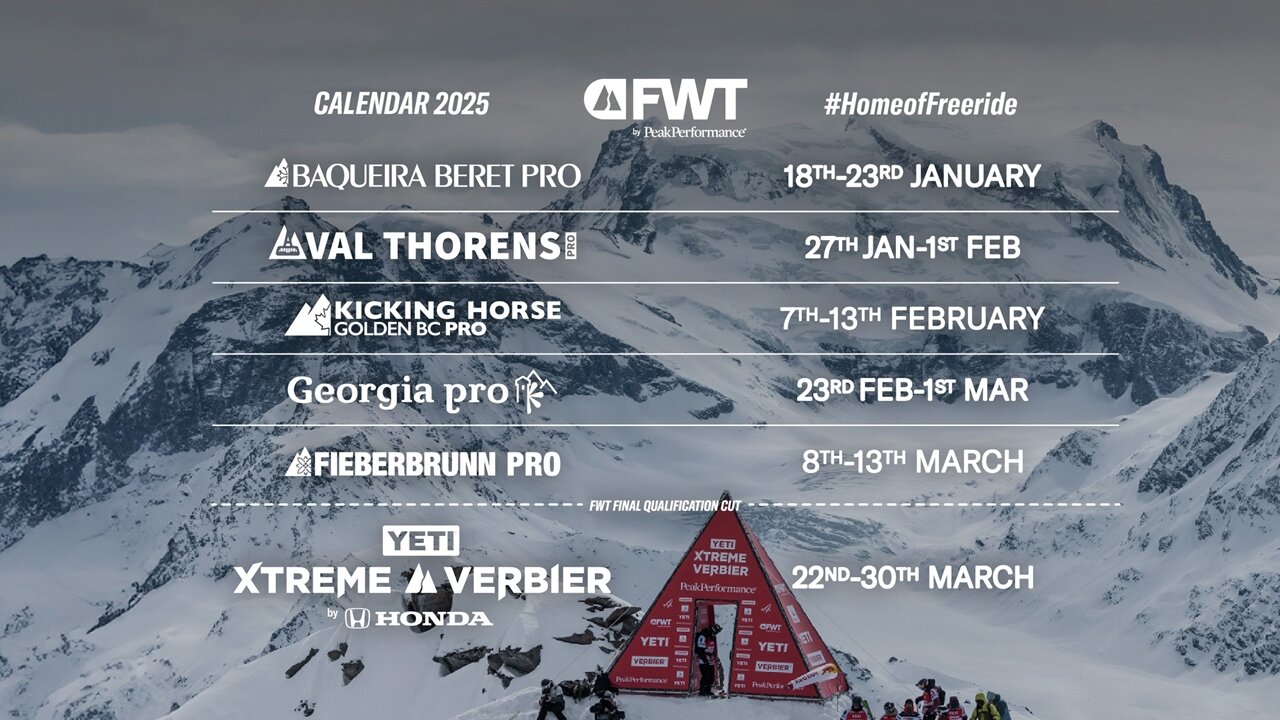 A Freeride World Tour 2025-ös versenynaptára