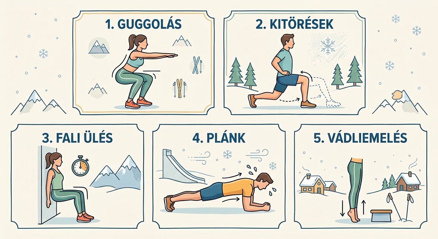 Öt egyszerű alapgyakorlatot ajánlunk a felkészüléshez | Grafika: sielok.hu