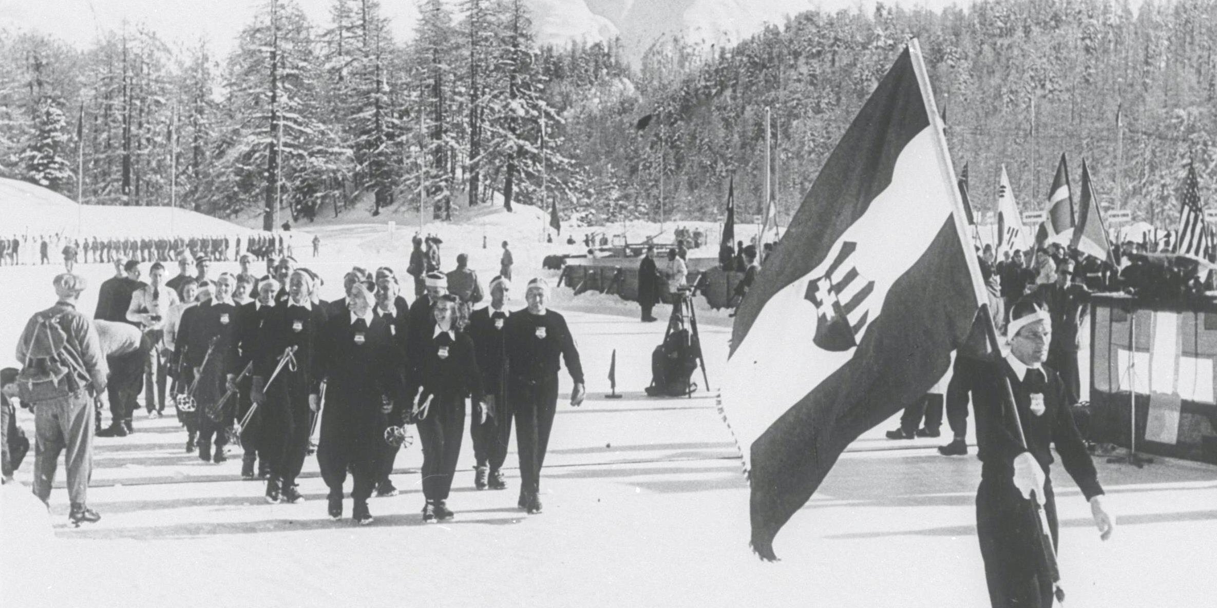 Az 1948-as téli olimpia magyar küldöttsége St. Moritzban