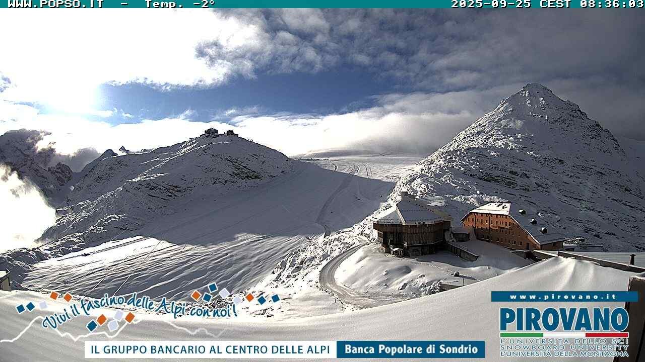 Webkamera, Stelvio, kb. 25 cm friss hó az üuemelő gleccseren