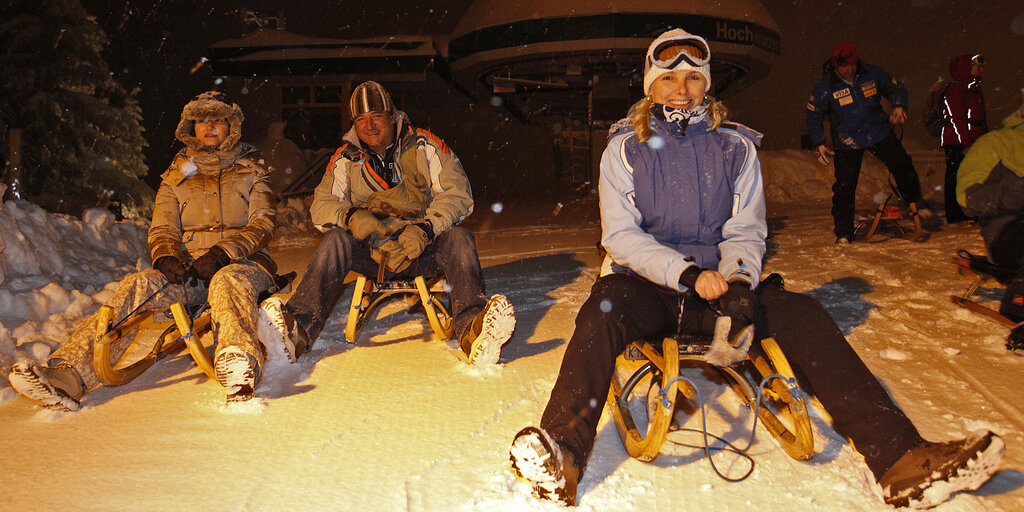 Boldog pillanat: indul a szánkózás Hochwurzenen, a képen a cikk szerzője